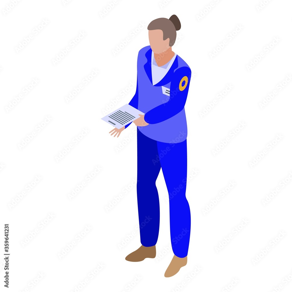 Woman tax inspector icon. Isometric of woman tax inspector vector icon for web design isolated on white background Woman tax inspector icon. Isometric of woman tax inspector vector icon for web design isolated on white background