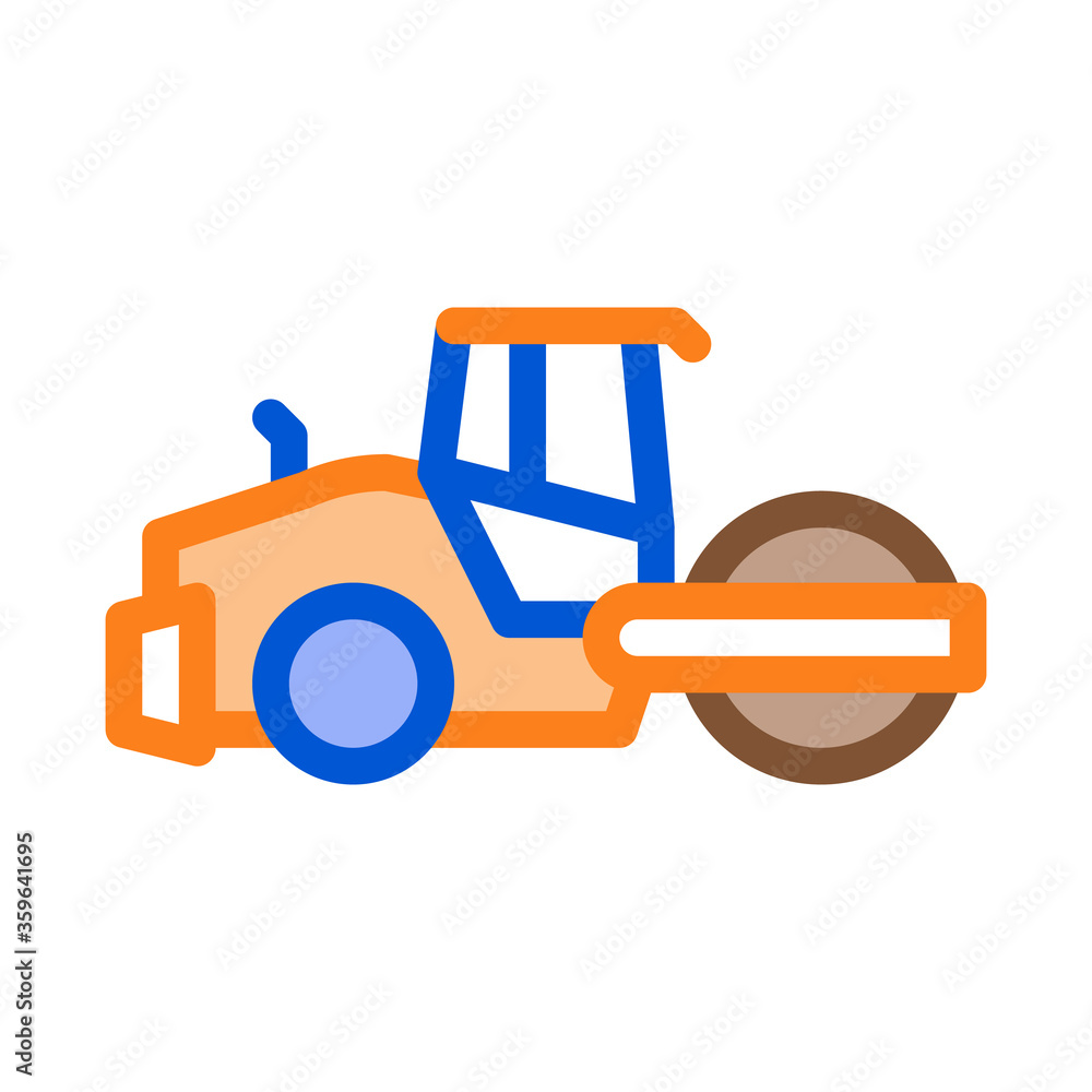 Naklejka premium road repair pavering tractor icon vector. road repair pavering tractor sign. color symbol illustration