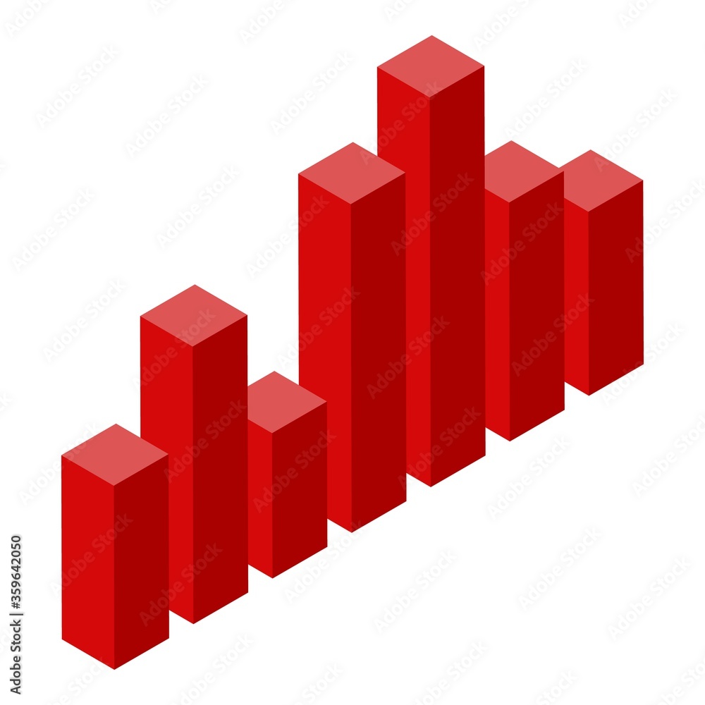 Fototapeta premium Red tax graph chart icon. Isometric of red tax graph chart vector icon for web design isolated on white background