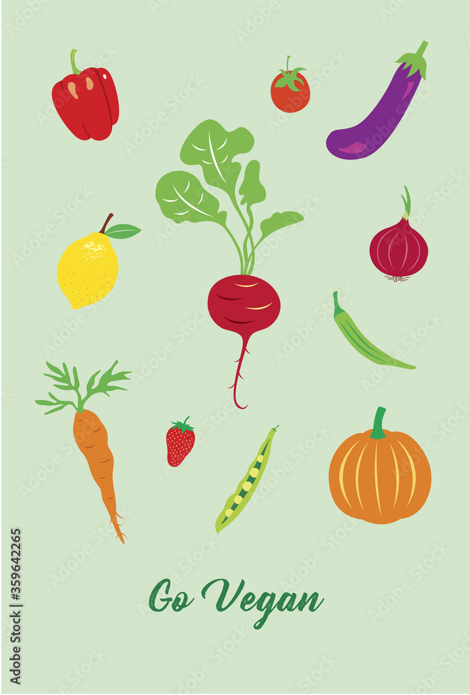 Fototapeta premium go vegan poster graphic vector