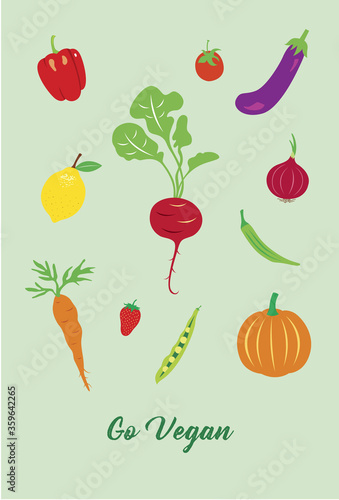 go vegan poster graphic vector