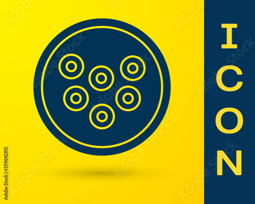 Blue Caviar on a plate icon isolated on yellow background. Vector..