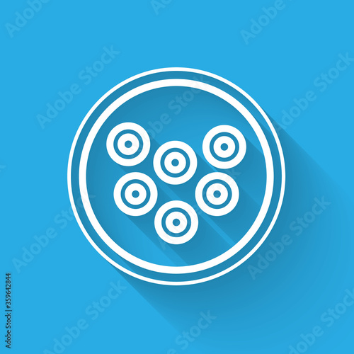 White line Caviar on a plate icon isolated with long shadow. Vector..