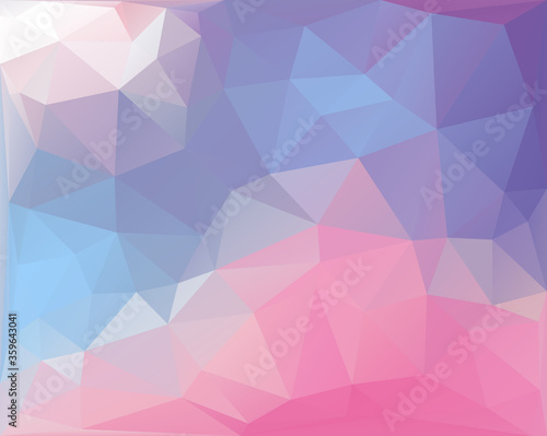 Purple and blue abstract geometric background consisting of colored triangles with lights in corners. Abstract hipster geometric galaxy sky background.