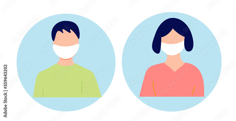 People masked guy and girl symbol inside circle for logo design, graphic design, vector modern flat design on a white background. People masked guy and girl symbol inside circle for logo design, graphic design, vector modern flat design on a white background.