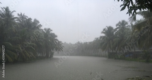 rain scene in the river