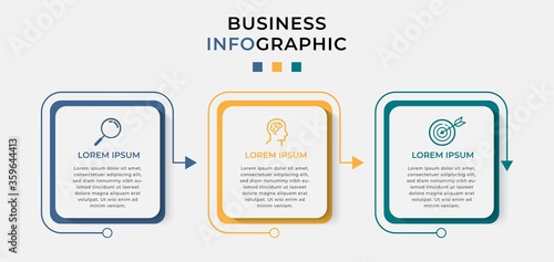 Business Infographic design template Vector with icons and 3 three options or steps. Can be used for process diagram, presentations, workflow layout, banner, flow chart, info graph