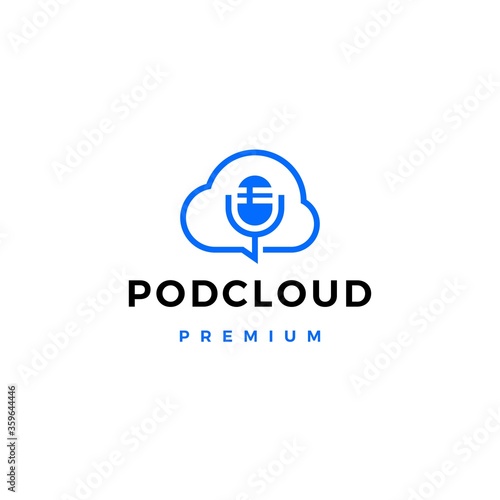 server cloud podcast logo vector icon illustration