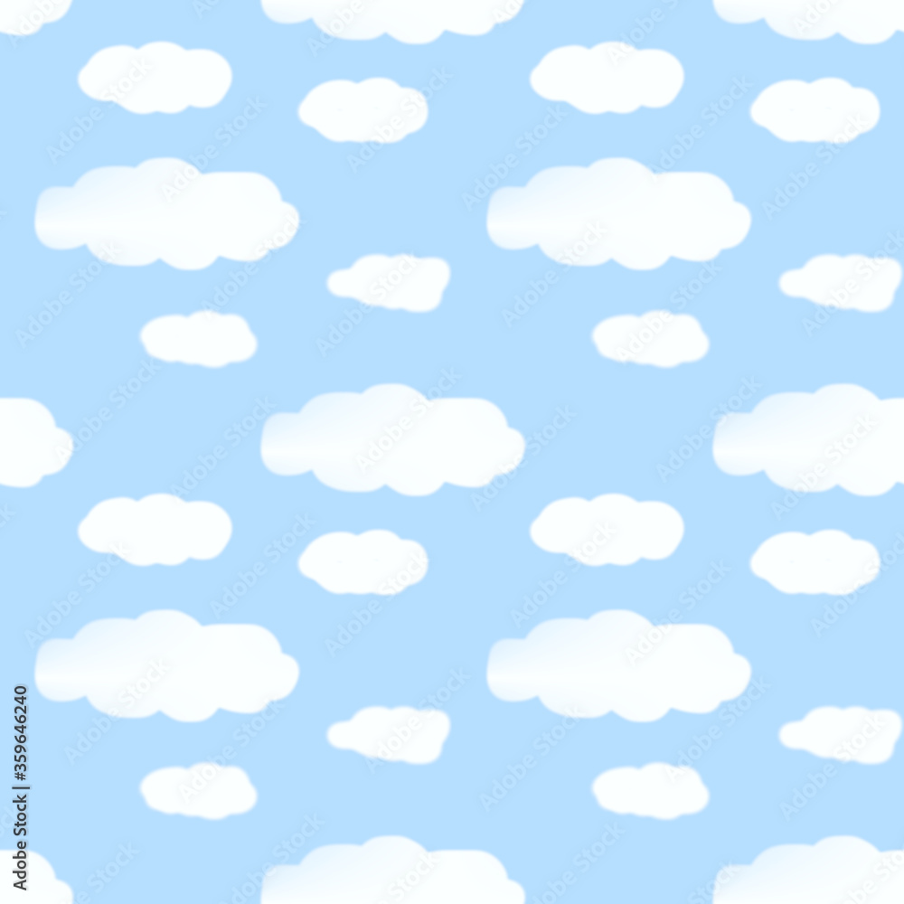 seamless pattern with clouds blue white color
