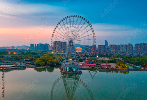 Dusk scenery of Lihu scenic spot  Wuxi City  Jiangsu Province  China