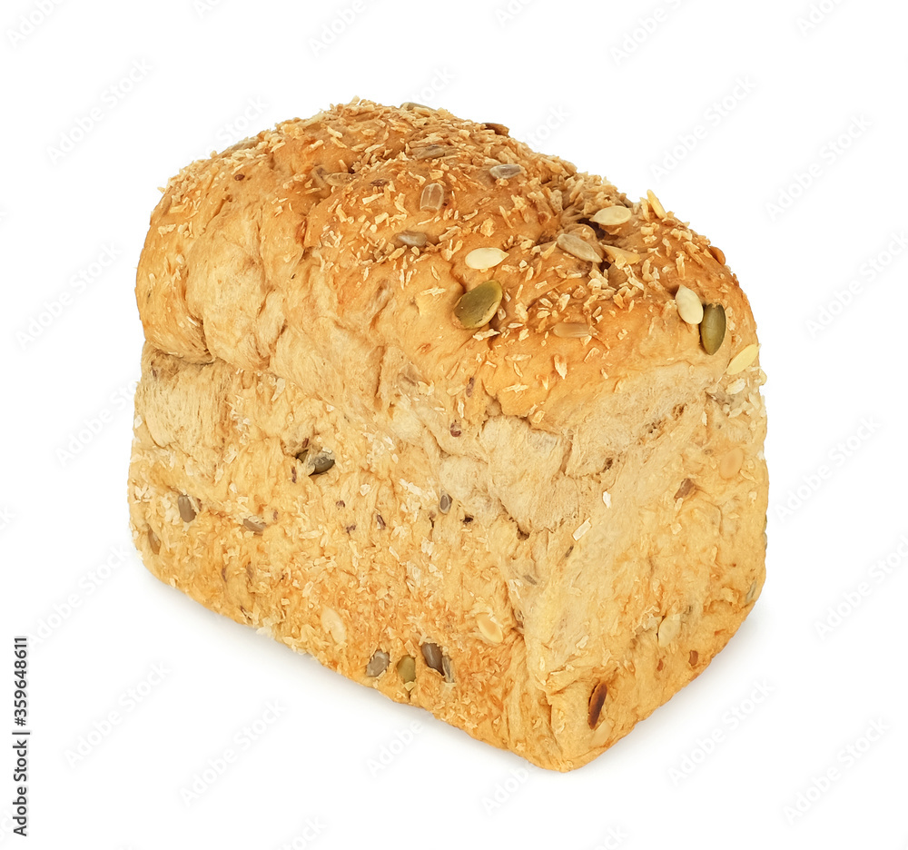 Whole grains bread on a white background. Whole grains bread on a white background.