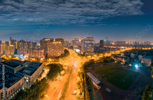 Night view of Binhu District, Wuxi City, Jiangsu Province, China