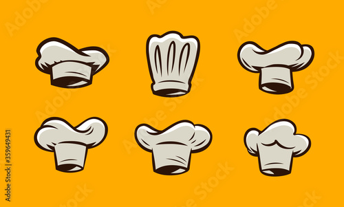 Cook hat, cooking logo or label. Menu design for cafe and restaurant