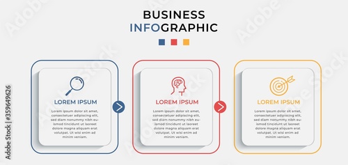 Business Infographic design template Vector with icons and 3 three options or steps. Can be used for process diagram, presentations, workflow layout, banner, flow chart, info graph