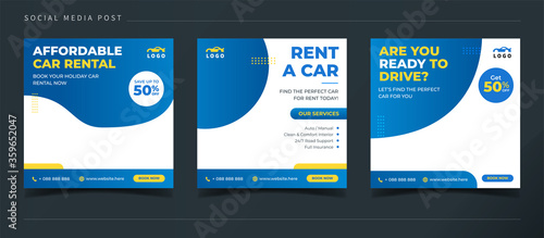 Car sale and rental banner for social media post template