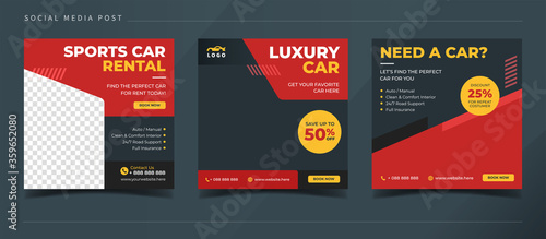 Automotive car rental banner for social media post template