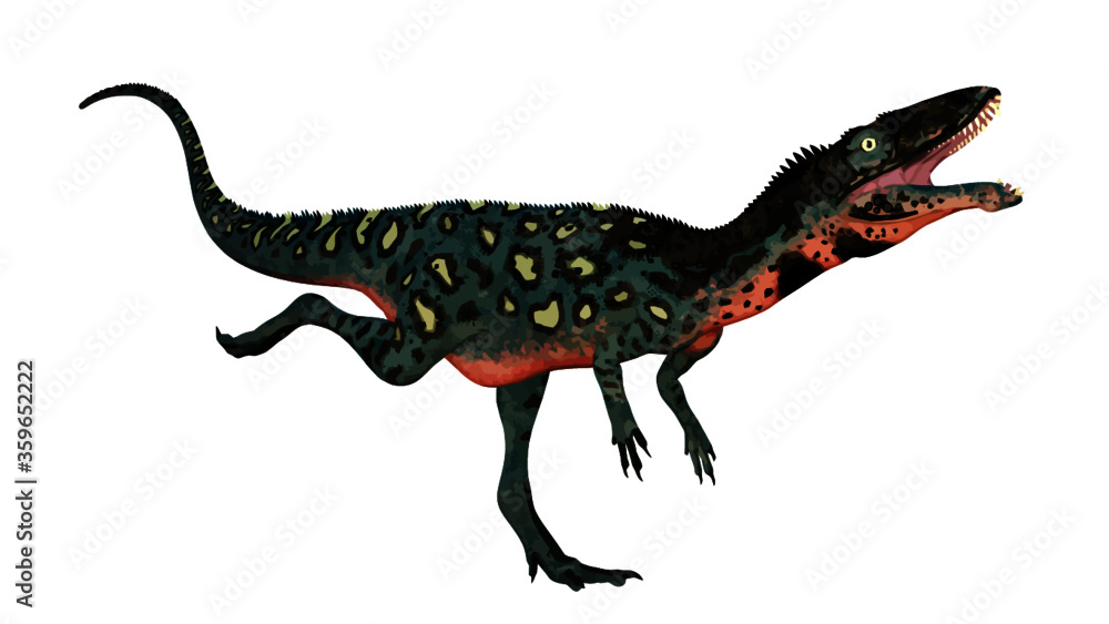 Masiakasaurus knopfleri dinosaur running isolated in white background Masiakasaurus knopfleri dinosaur running isolated in white background