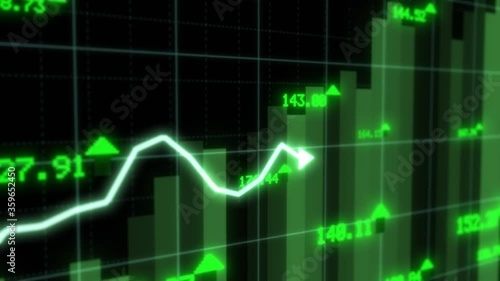 Rising Stock Market Chart Arrow Rallying Growth Recovery Concept - 4K Seamless Loop Motion Background Animation