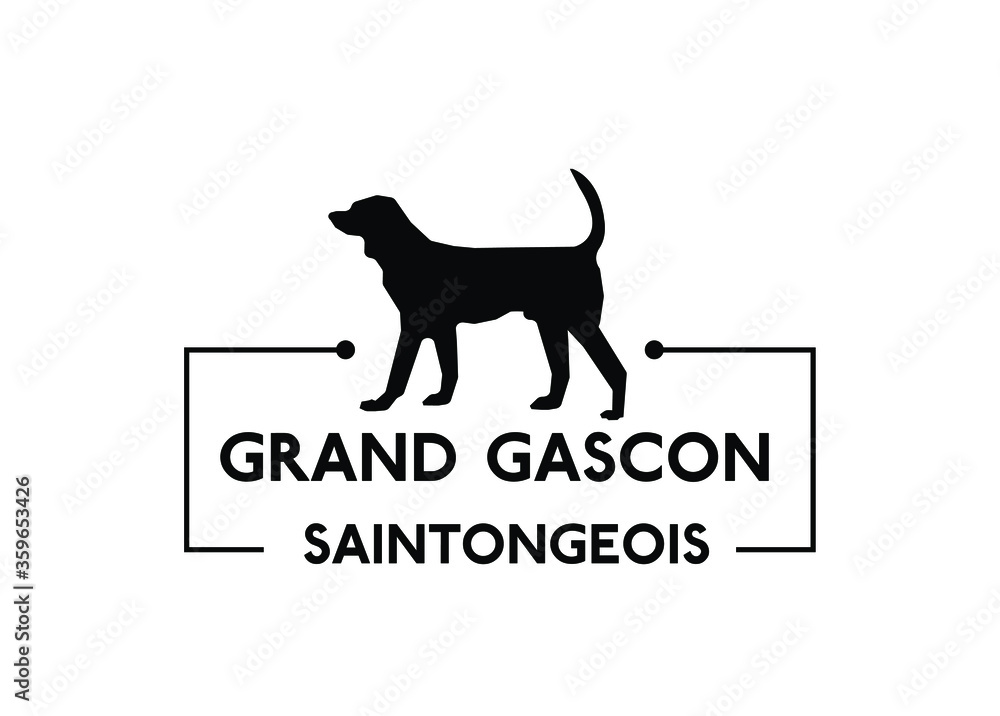 Grand Gascon Saintongeois - black silhouette of dog on a white background