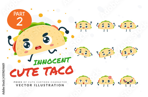 Vector set of cartoon images of Taco. Part 2