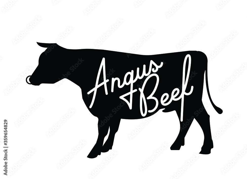 Fototapeta premium Angus Beef vector logo icon