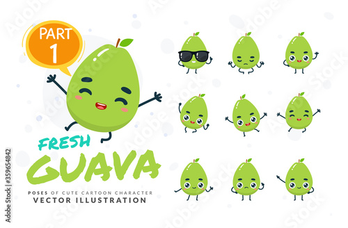 Vector set of cartoon images of Guava. Part 1