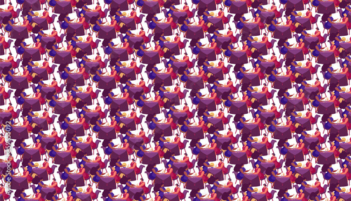 A mystical illustration demonstrating fortune-telling. Fortuneteller predicts the future. Attributes of occultism: crystal ball, bat, magic books, prediction cards, candles, skull, bottles with