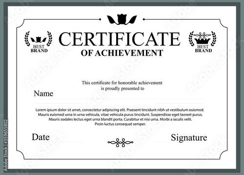 Certificate template and element vector.
