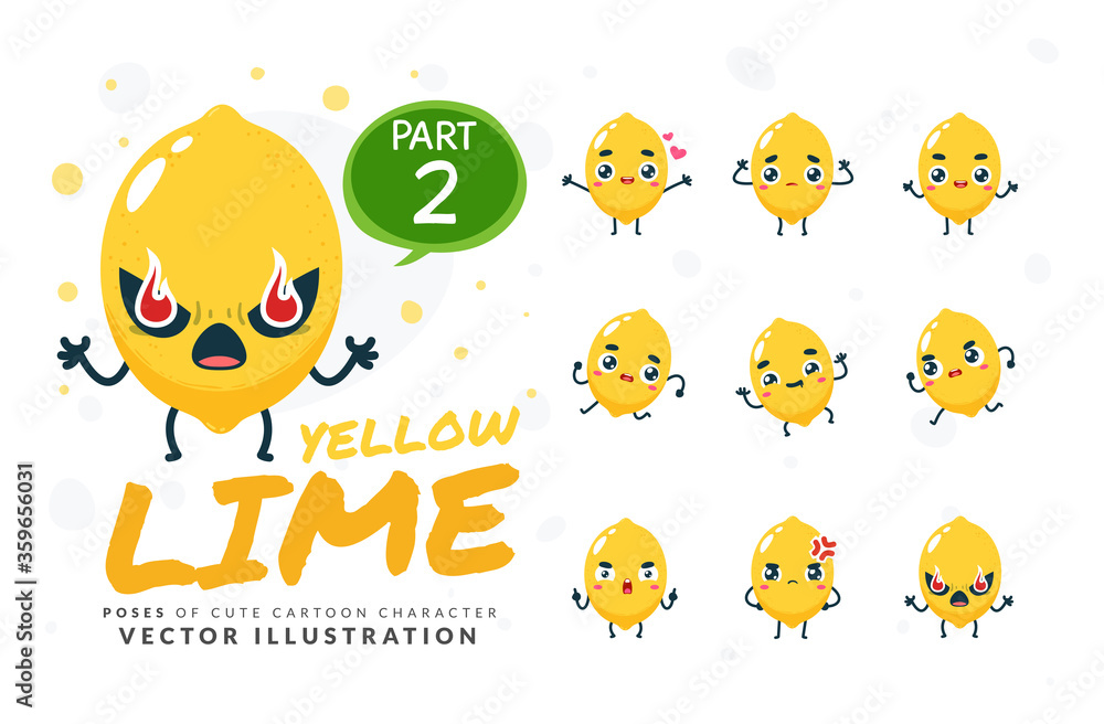 Vector set of cartoon images of Lime. Part 2 Stock Vector | Adobe Stock