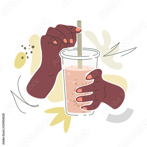 Black Female Hands With Milkshake