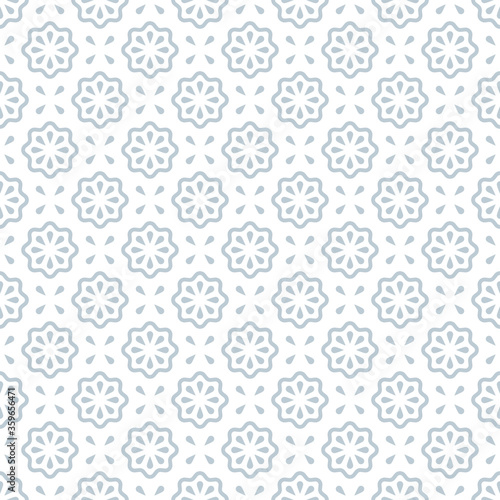 Seamless pattern. Vector abstract simple design. Light grey flower elements on a white background. Modern minimal illustration perfect for backdrop graphic design, textiles, print, packing, etc.