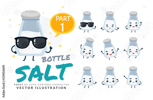 Vector set of cartoon images of Salt Bottle. Part 1