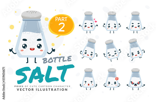 Vector set of cartoon images of Salt Bottle. Part 2