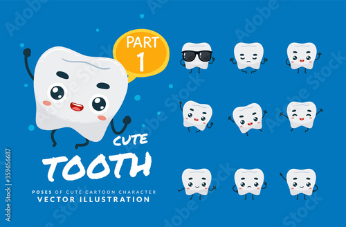 Vector set of cartoon images of Tooth. Part 1