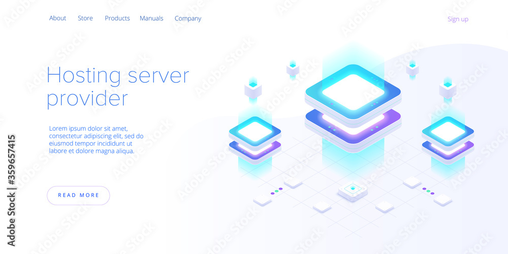 Hosting server isometric vector illustration. Abstract 3d datacenter or ...