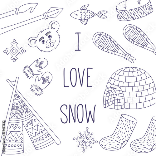 Winter eskimo north pole banner template vector