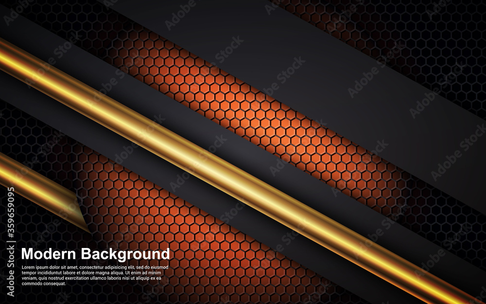 Illustration vector graphic of abstract background golden line and black color on dimension orange modern Illustration vector graphic of abstract background golden line and black color on dimension orange modern
