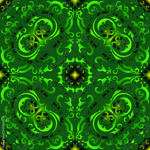 Green shades.  Endless seamless floral pattern for fabric, tile, rug, bedspread, quilt, curtain, tablecloth, wrap, wallpaper.