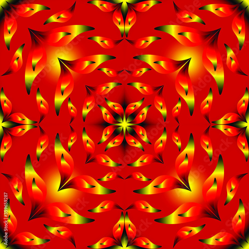 Red shades. Endless seamless floral pattern for fabric, tile, rug, bedspread, quilt, curtain, tablecloth, wrap, wallpaper.