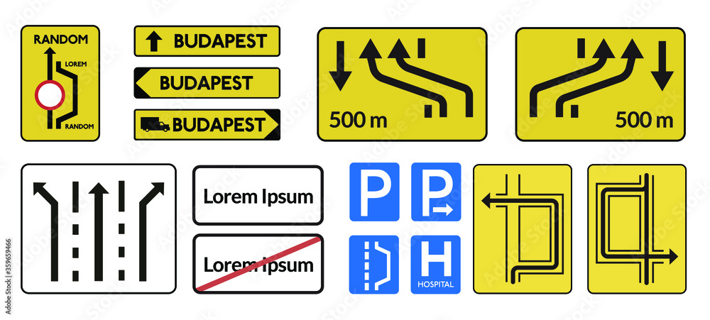 Traffic sign collection vector isolated on white. Traffic sign collection vector isolated on white.