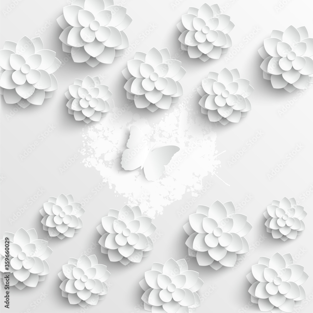 Paper flower. White lotus cut from paper. Vector illustration. Paper flower. White lotus cut from paper. Vector illustration.