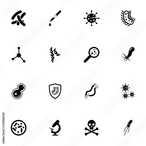 Bacteria icon - Expand to any size - Change to any colour. Perfect Flat Vector Contains such Icons as, microscope, skull, worm, helminth, virus, cell, core, protect shield, swine flu, escherichia coli