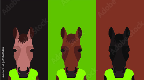 Horse head front view, vector
