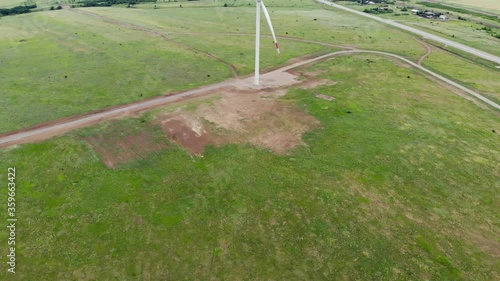 Windmills electricity. Renewable energy. Sustainable electricity