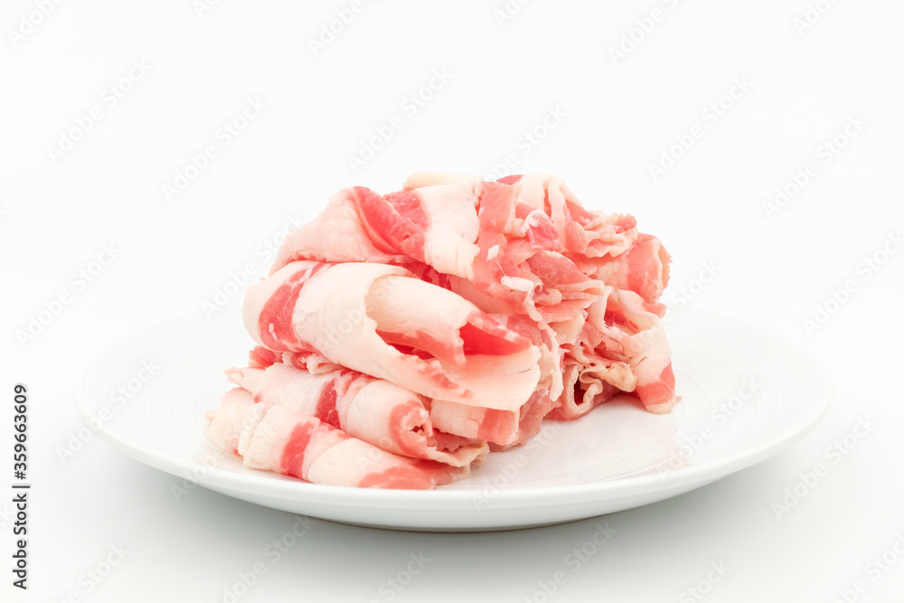 Sliced ​​beef on white background