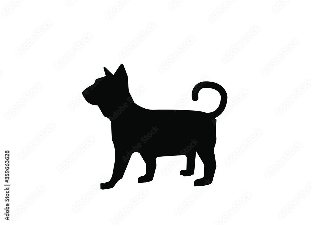 Cat silhouette vector on a white background