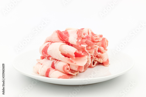 Sliced ​​beef on white background