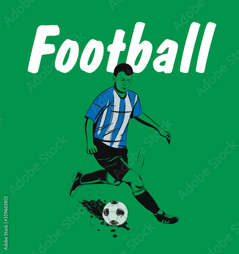 Soccer or football ball with silhouette of player. Football background banner