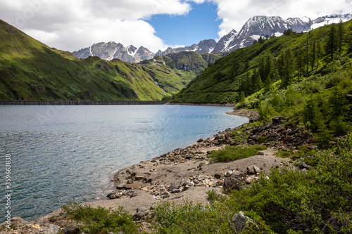 Morasco Lake (VCO), Italy - June 21, 2020: The landscape and Morasco Lake, Morasco Lake, Formazza Valley, Ossola Valley, VCO, Piedmont, Italy © PaoloGiovanni