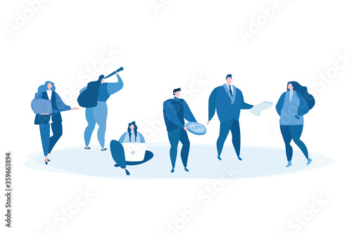 Hackathon event ,Team of programmers, web developers, Vector illustration for web banner, infographics, mobile. designers, project managers collaborate on software project objectives. 